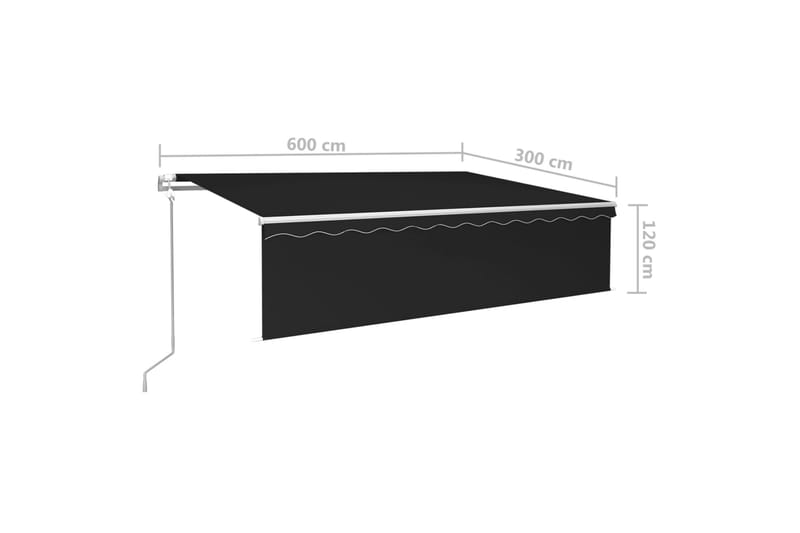 Automatisk markis med rullgardin vindsensor LED 6x3 m antrac - Antracit - Utemöbler - Solskydd - Markiser - Fönstermarkis
