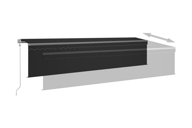 Automatisk markis med rullgardin vindsensor LED 6x3 m - Antracit - Utemöbler - Solskydd - Markiser - Fönstermarkis