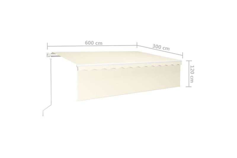 Automatisk markis med rullgardin vindsensor LED 6x3 m gräddv - Kräm - Utemöbler - Solskydd - Markiser - Fönstermarkis