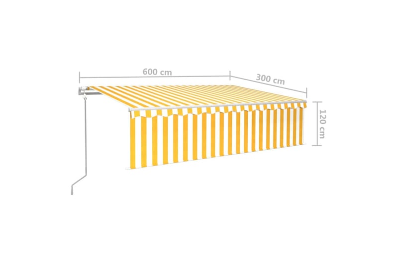 Automatisk markis med rullgardin vindsensor LED 6x3 m gul/vi - Gul - Fönstermarkis - Markiser