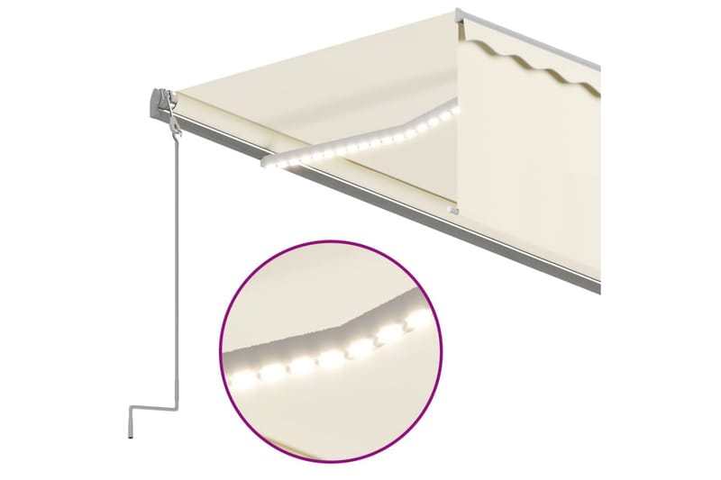 Automatisk markis med rullgardin vindsensor LED 6x3 m - Kräm - Utemöbler - Solskydd - Markiser - Fönstermarkis