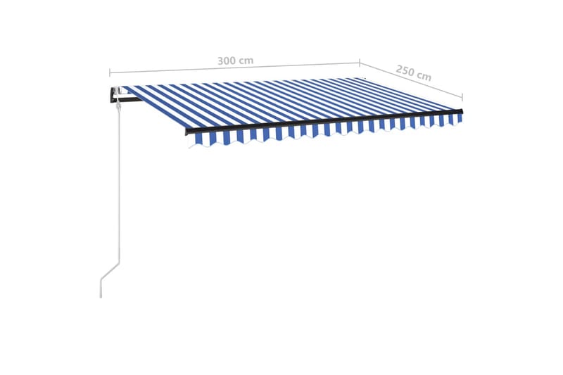 Automatisk markis med vindsensor & LED 300x250 cm blå och vi - Blå - Utemöbler - Solskydd - Markiser