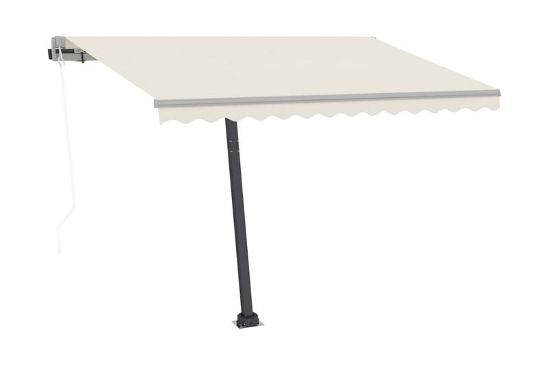 Automatisk markis med vindsensor & LED 300x250 cm gräddvit - Vit - Utemöbler - Solskydd - Markiser - Fönstermarkis