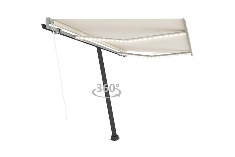 Automatisk markis med vindsensor & LED 300x250 cm gräddvit - Vit - Utemöbler - Solskydd - Markiser - Fönstermarkis