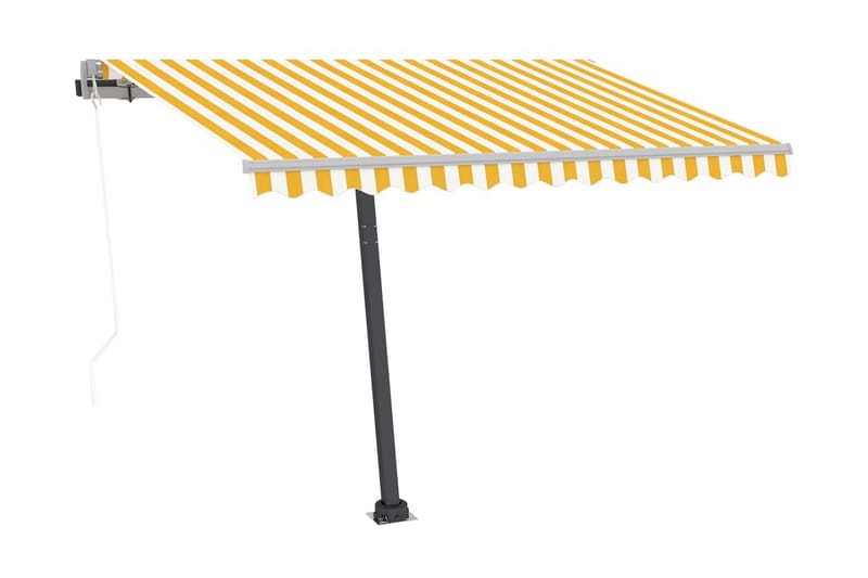 Automatisk markis med vindsensor & LED 300x250 cm gul/vit - Gul - Utemöbler - Solskydd - Markiser - Fönstermarkis
