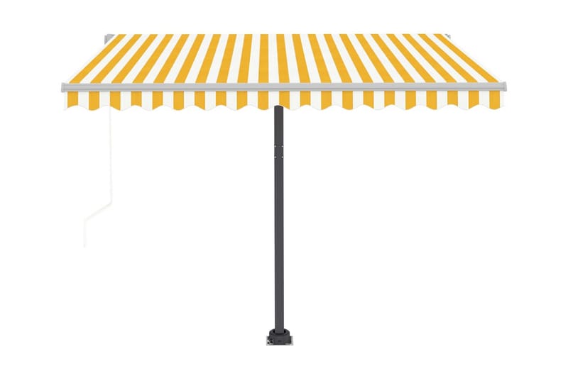 Automatisk markis med vindsensor & LED 300x250 cm gul/vit - Gul - Utemöbler - Solskydd - Markiser - Fönstermarkis