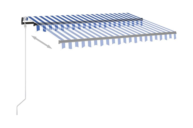 Automatisk markis med vindsensor & LED 350x250 cm blå och vi - Blå - Utemöbler - Solskydd - Markiser