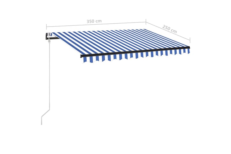 Automatisk markis med vindsensor & LED 350x250 cm blå och vi - Blå - Utemöbler - Solskydd - Markiser