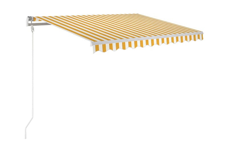 Automatisk markis med vindsensor & LED 350x250 cm gul/vit - Gul - Markiser - Terrassmarkis