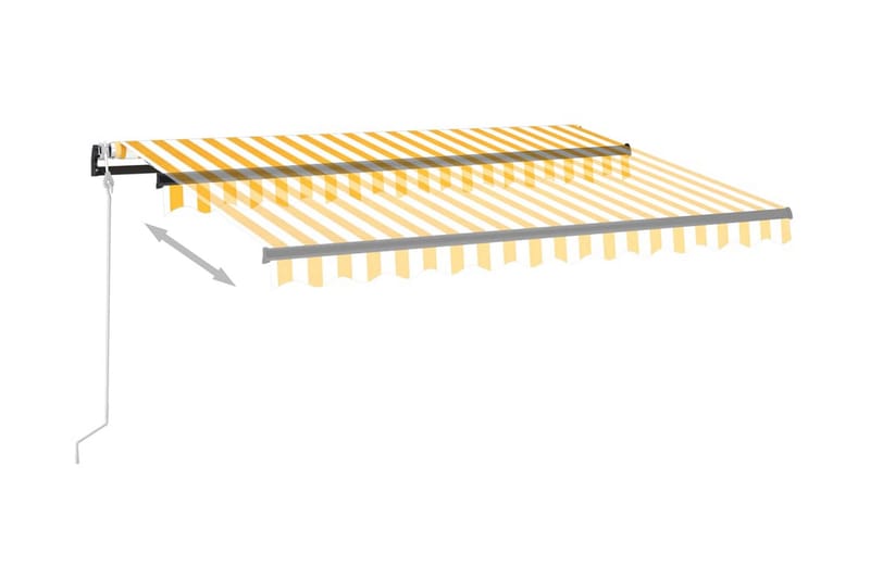 Automatisk markis med vindsensor & LED 350x250 cm gul/vit - Gul - Utemöbler - Solskydd - Markiser