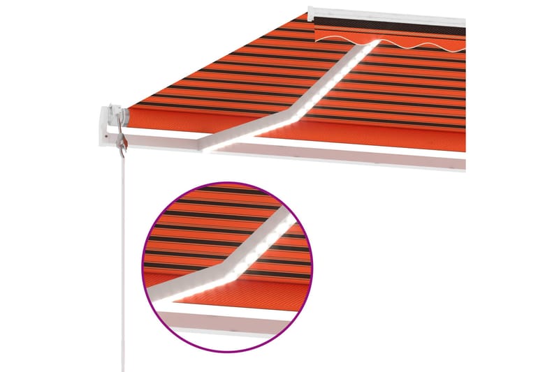 Automatisk markis med vindsensor & LED 350x250 cm orange/bru - Orange - Markiser - Terrassmarkis