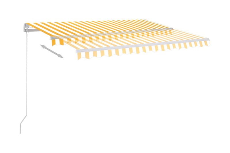 Automatisk markis med vindsensor & LED 3,5x2,5 m gul/vit - Gul - Fönstermarkis - Markiser