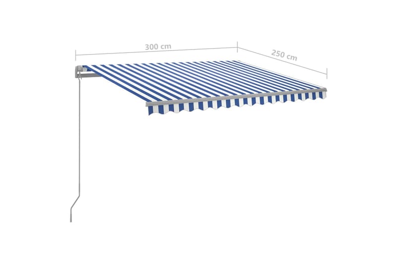 Automatisk markis med vindsensor & LED 3x2,5 m blå och vit - Blå - Markiser - Terrassmarkis