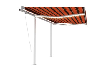 Automatisk markis med vindsensor & LED 3x2,5 m orange/brun