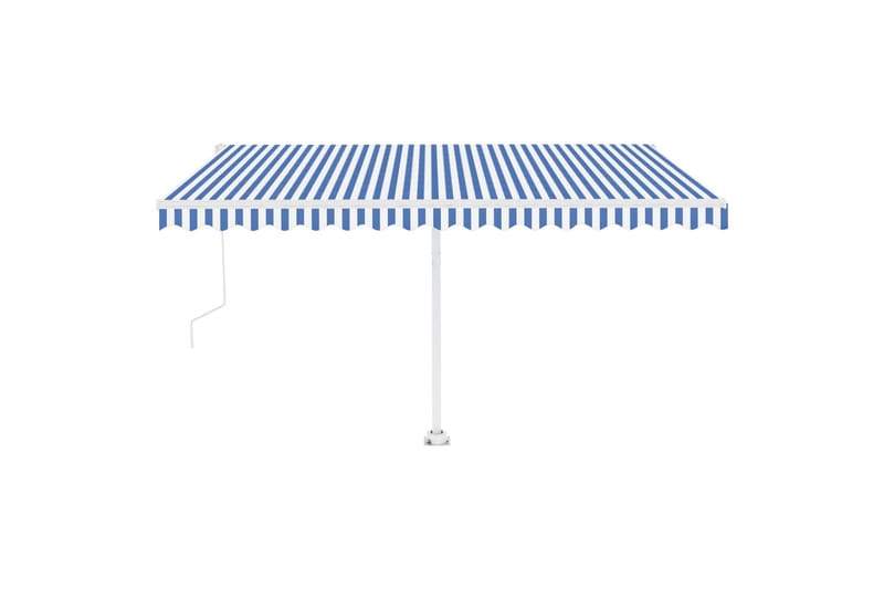 Automatisk markis med vindsensor & LED 400x300 cm blå och vi - Blå - Utemöbler - Solskydd - Markiser