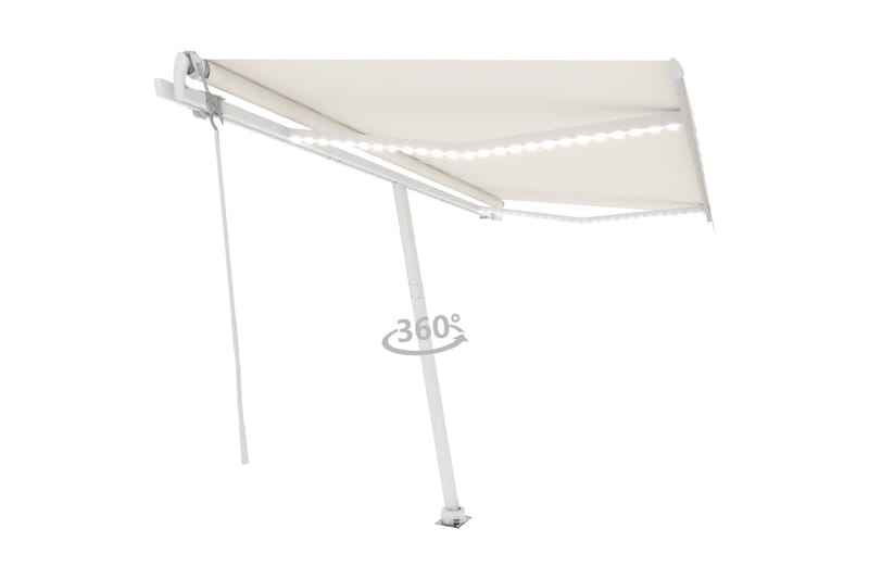 Automatisk markis med vindsensor & LED 400x300 cm gräddvit - Vit - Utemöbler - Solskydd - Markiser