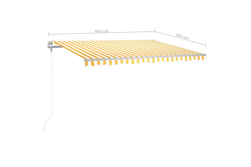 Automatisk markis med vindsensor & LED 400x300 cm gul/vit - Gul - Utemöbler - Solskydd - Markiser