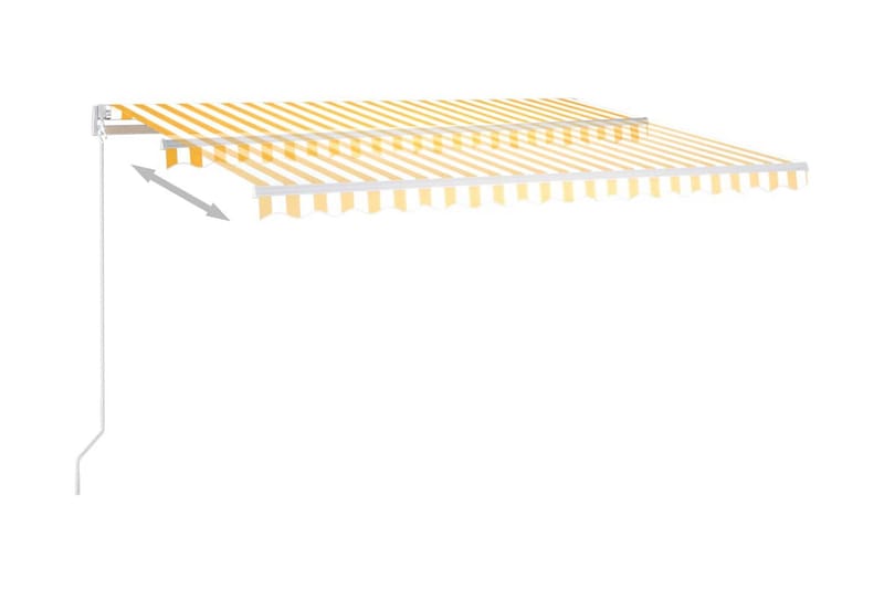Automatisk markis med vindsensor & LED 400x300 cm gul/vit - Gul - Fönstermarkis - Markiser