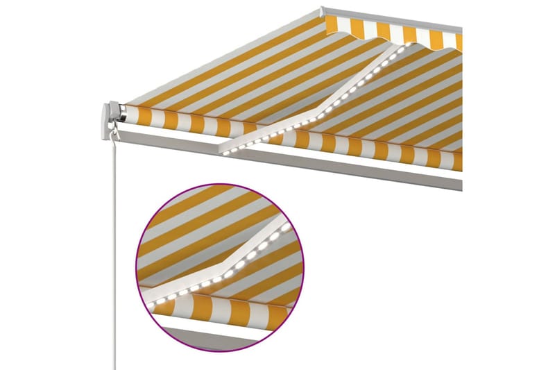 Automatisk markis med vindsensor & LED 400x300 cm gul/vit - Gul - Fönstermarkis - Markiser