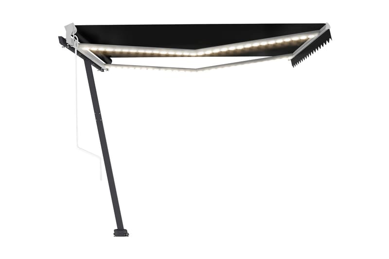 Automatisk markis med vindsensor & LED 450x300 cm antracit - Grå - Utemöbler - Solskydd - Markiser - Fönstermarkis