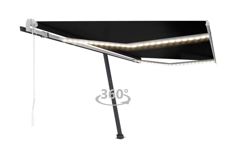 Automatisk markis med vindsensor & LED 450x300 cm antracit - Grå - Utemöbler - Solskydd - Markiser - Fönstermarkis