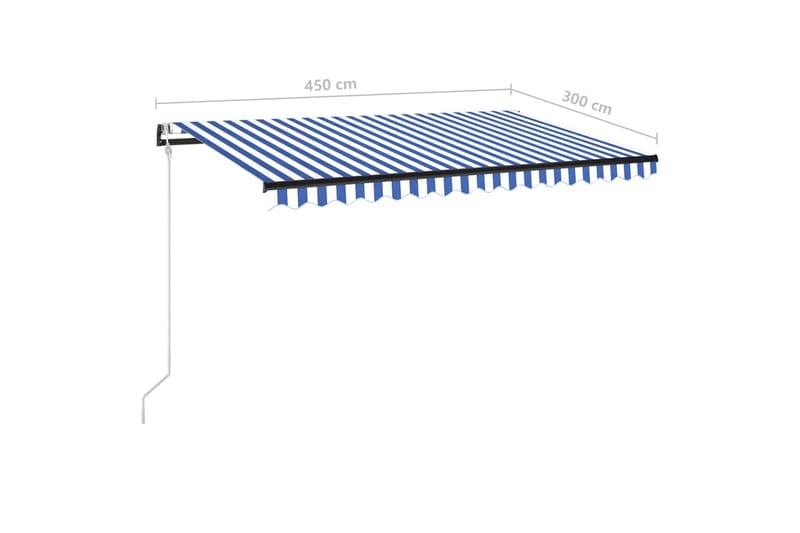 Automatisk markis med vindsensor & LED 450x300 cm blå och vi - Blå - Utemöbler - Solskydd - Markiser