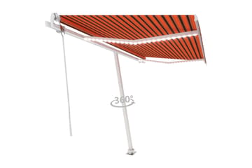 Automatisk markis med vindsensor & LED 450x300 cm orange/bru