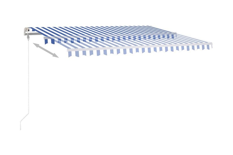 Automatisk markis med vindsensor & LED 450x350 cm blå och vi - Blå - Utemöbler - Solskydd - Markiser