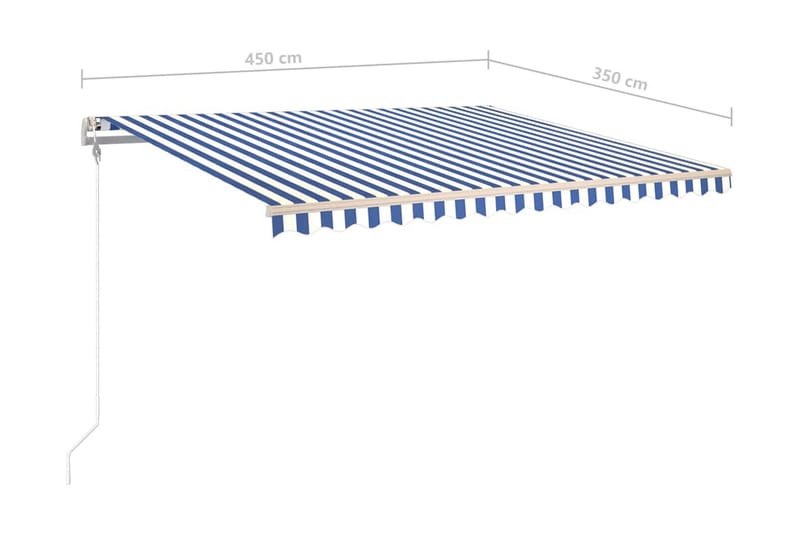 Automatisk markis med vindsensor & LED 450x350 cm blå och vi - Blå - Utemöbler - Solskydd - Markiser
