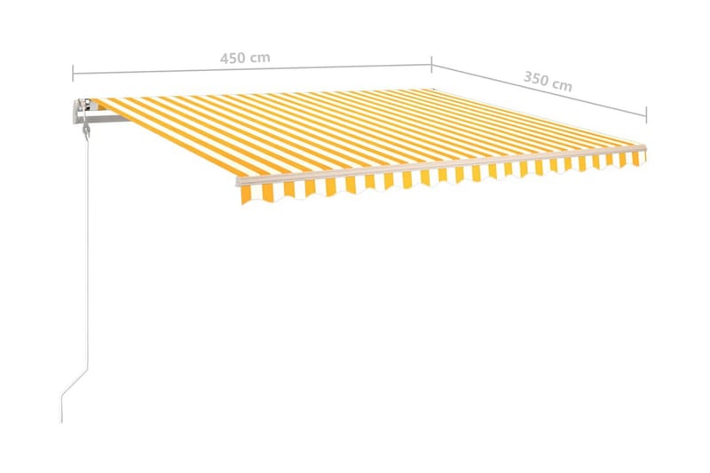Automatisk markis med vindsensor & LED 450x350 cm gul/vit - Gul - Utemöbler - Solskydd - Markiser