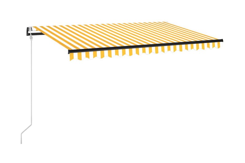 Automatisk markis med vindsensor & LED 450x350 cm gul/vit - Gul - Markiser - Terrassmarkis