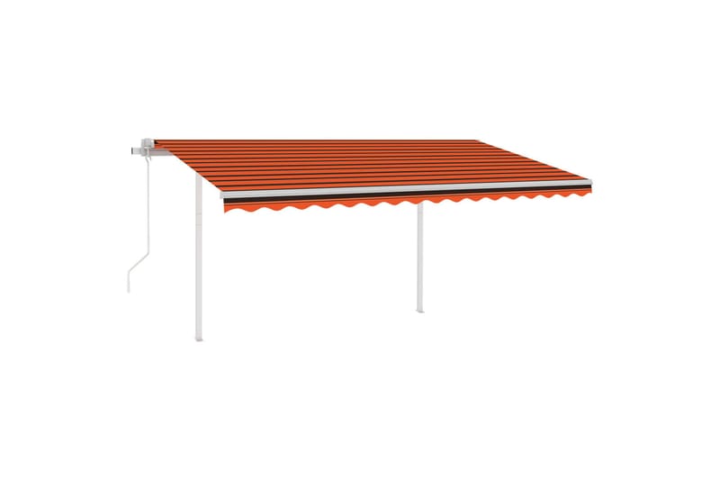 Automatisk markis med vindsensor & LED 4x3 m orange/brun - Orange - Utemöbler - Solskydd - Markiser - Fönstermarkis