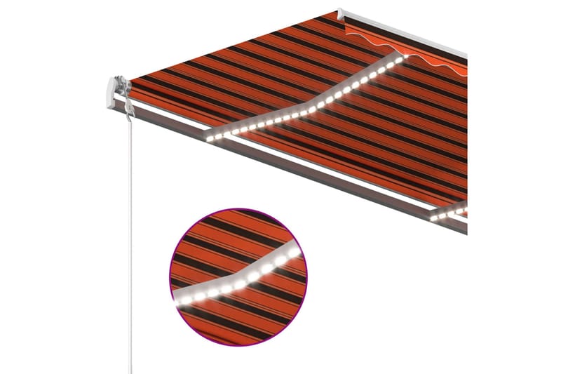 Automatisk markis med vindsensor & LED 4x3 m orange/brun - Orange - Markiser - Terrassmarkis