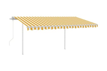 Automatisk markis med vindsensor & LED 4x3,5 m gul och vit