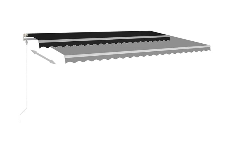 Automatisk markis med vindsensor & LED 500x300 cm antracit - Grå - Markiser - Terrassmarkis