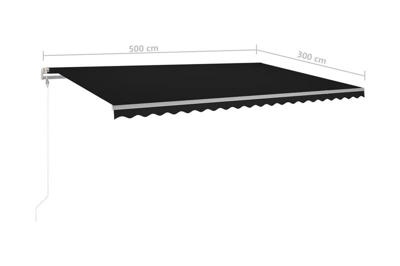 Automatisk markis med vindsensor & LED 500x300 cm antracit - Grå - Markiser - Terrassmarkis