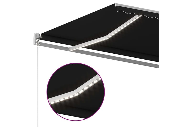 Automatisk markis med vindsensor & LED 500x300 cm antracit - Grå - Utemöbler - Solskydd - Markiser - Fönstermarkis