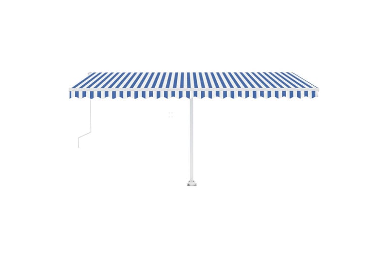 Automatisk markis med vindsensor & LED 500x300 cm blå och vi - Blå - Utemöbler - Solskydd - Markiser