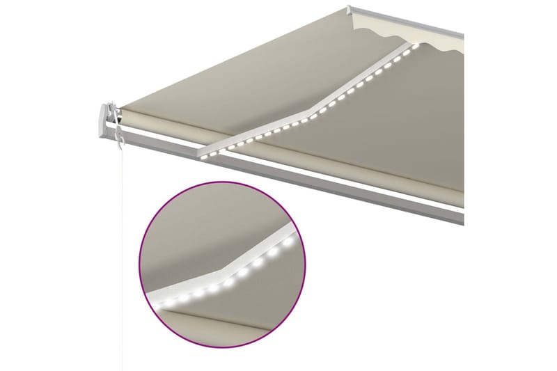 Automatisk markis med vindsensor & LED 500x300 cm gräddvit - Kräm - Utemöbler - Solskydd - Markiser