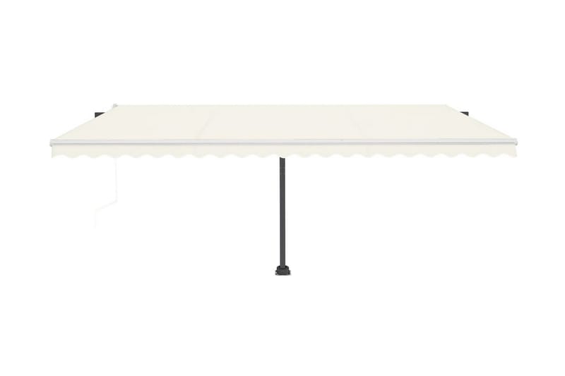 Automatisk markis med vindsensor & LED 500x300 cm gräddvit - Vit - Utemöbler - Solskydd - Markiser - Fönstermarkis