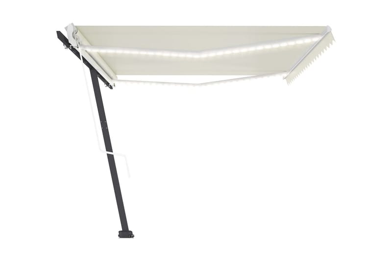 Automatisk markis med vindsensor & LED 500x300 cm gräddvit - Vit - Utemöbler - Solskydd - Markiser - Fönstermarkis