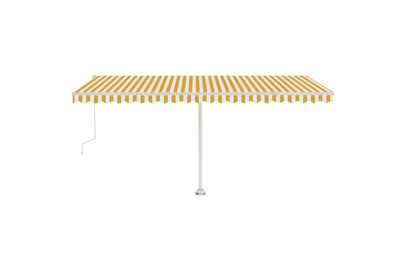 Automatisk markis med vindsensor & LED 500x300 cm gul/vit - Gul - Utemöbler - Solskydd - Markiser