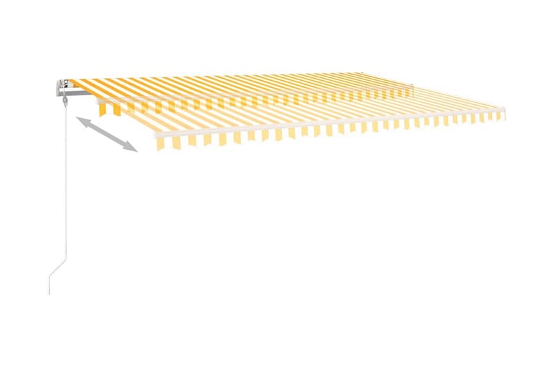 Automatisk markis med vindsensor & LED 500x300 cm gul/vit - Gul - Utemöbler - Solskydd - Markiser