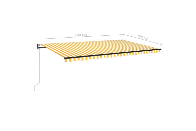 Automatisk markis med vindsensor & LED 500x300 cm gul/vit - Gul - Markiser - Terrassmarkis