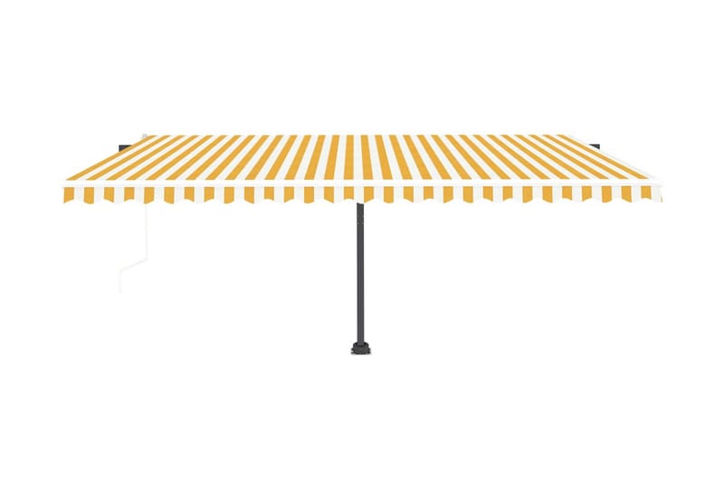 Automatisk markis med vindsensor & LED 500x300 cm gul/vit - Gul - Utemöbler - Solskydd - Markiser - Fönstermarkis