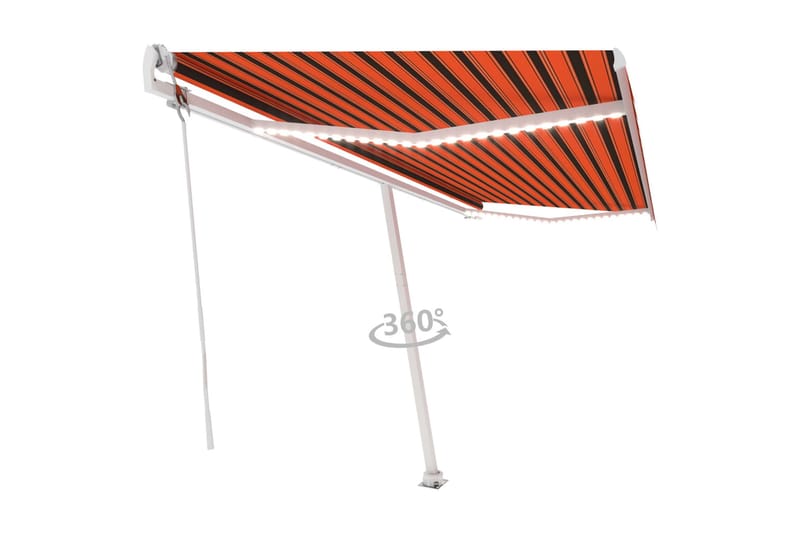 Automatisk markis med vindsensor & LED 500x300 cm orange/bru - Orange - Markiser - Terrassmarkis