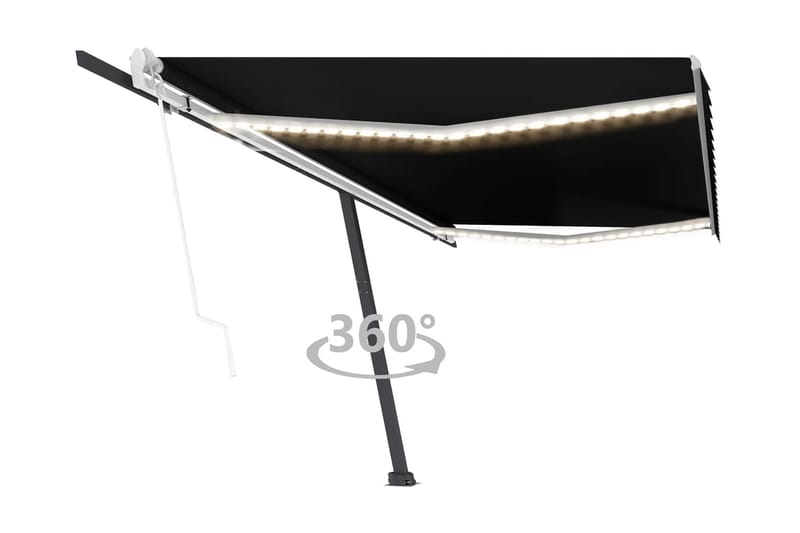 Automatisk markis med vindsensor & LED 500x350 cm antracit - Grå - Utemöbler - Solskydd - Markiser - Fönstermarkis