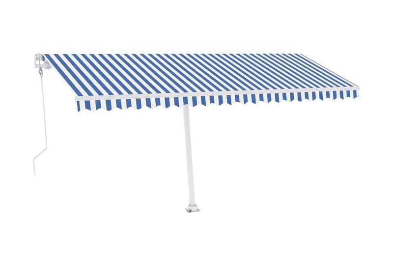 Automatisk markis med vindsensor & LED 500x350 cm - Blå - Utemöbler - Solskydd - Markiser