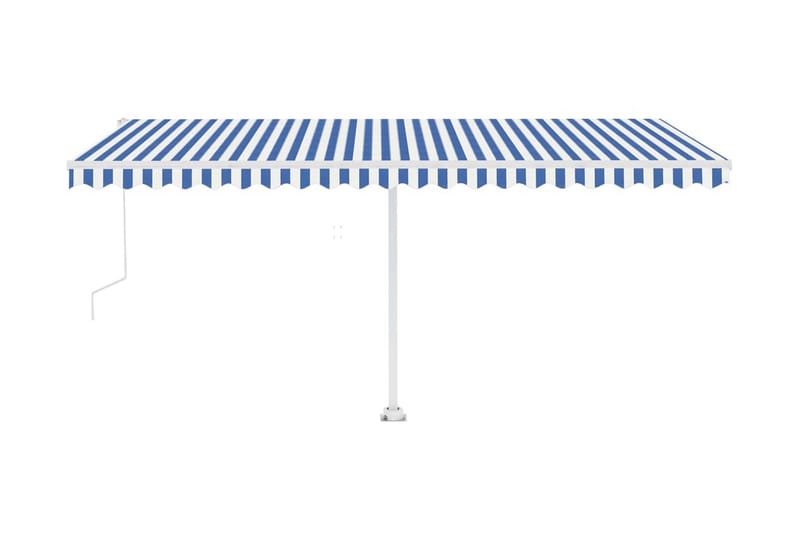 Automatisk markis med vindsensor & LED 500x350 cm - Blå - Utemöbler - Solskydd - Markiser