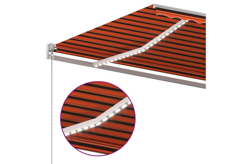 Automatisk markis med vindsensor & LED 5x3 m orange/brun - Orange - Markiser - Terrassmarkis